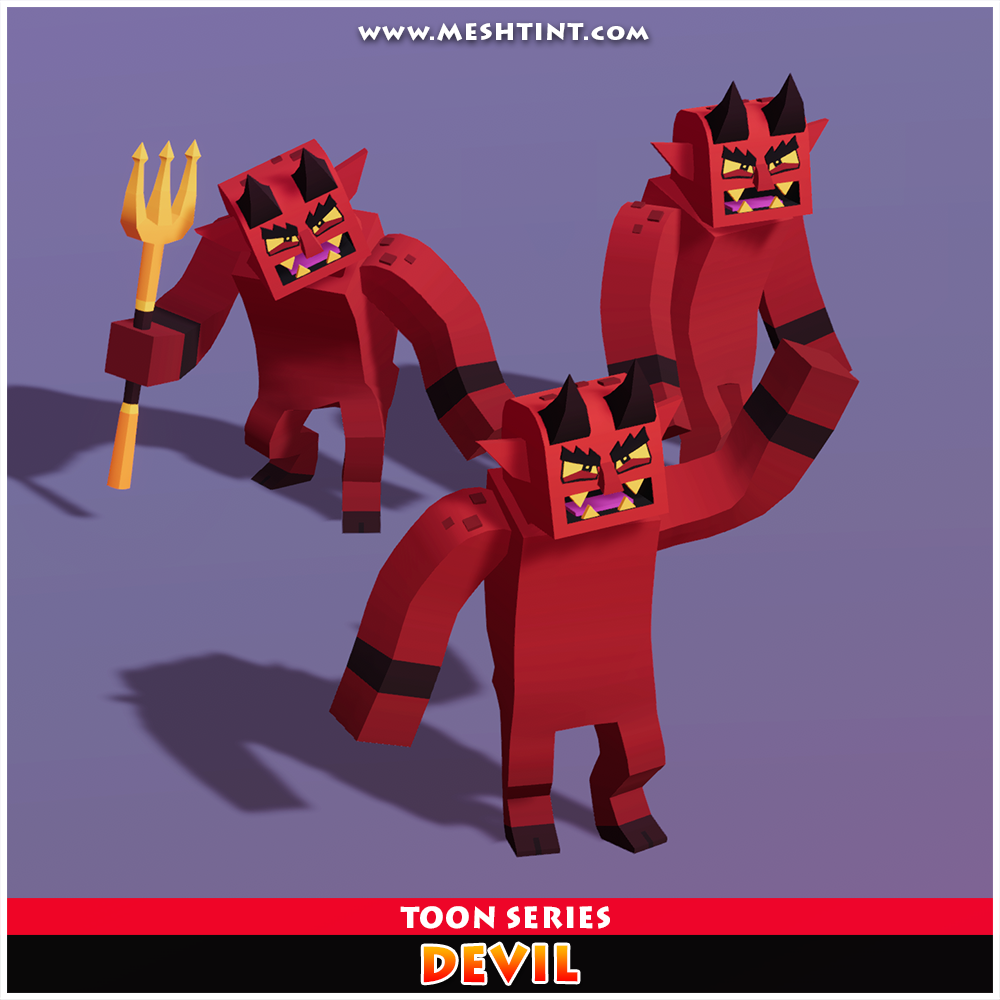 Devil Toon Humanoid Mecanim Meshtint 3d model character unity low poly game fantasy demon halloween