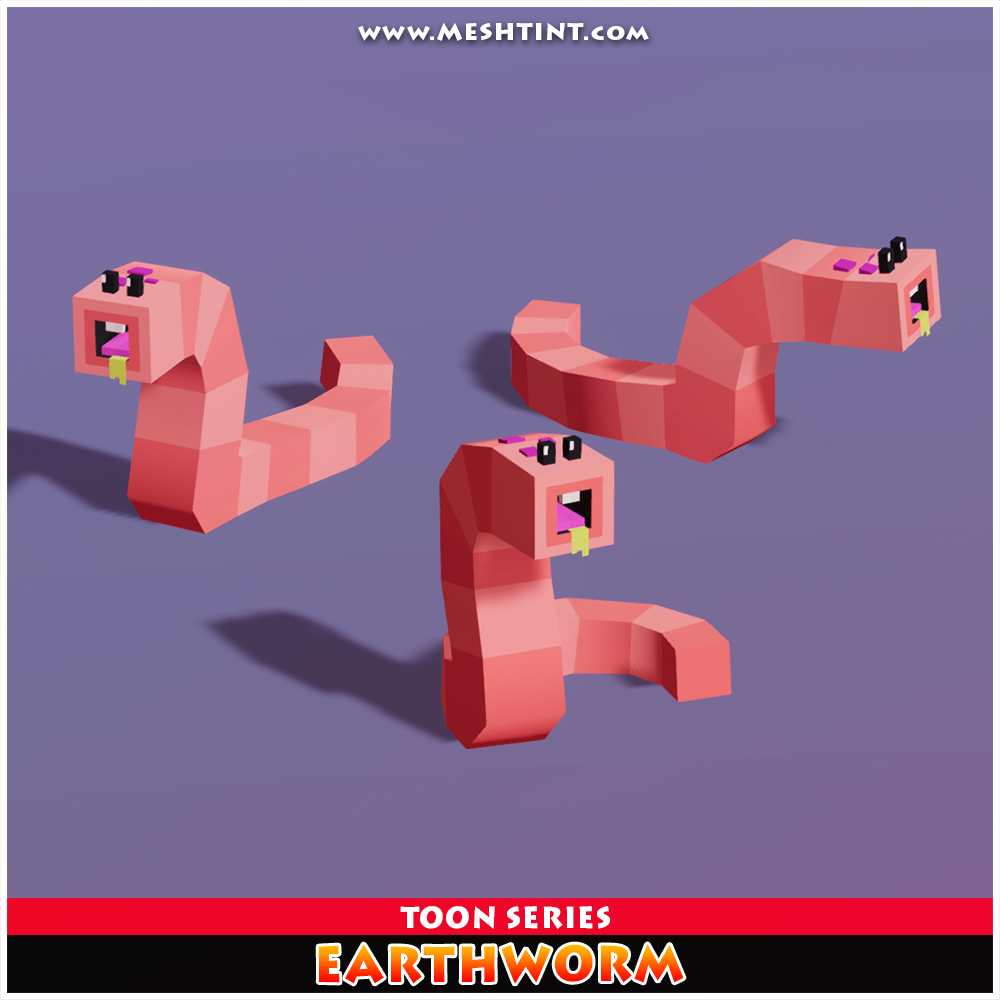 Earthworm Toon Meshtint 3d model unity low poly game fantasy monster evolution Pokemon insect