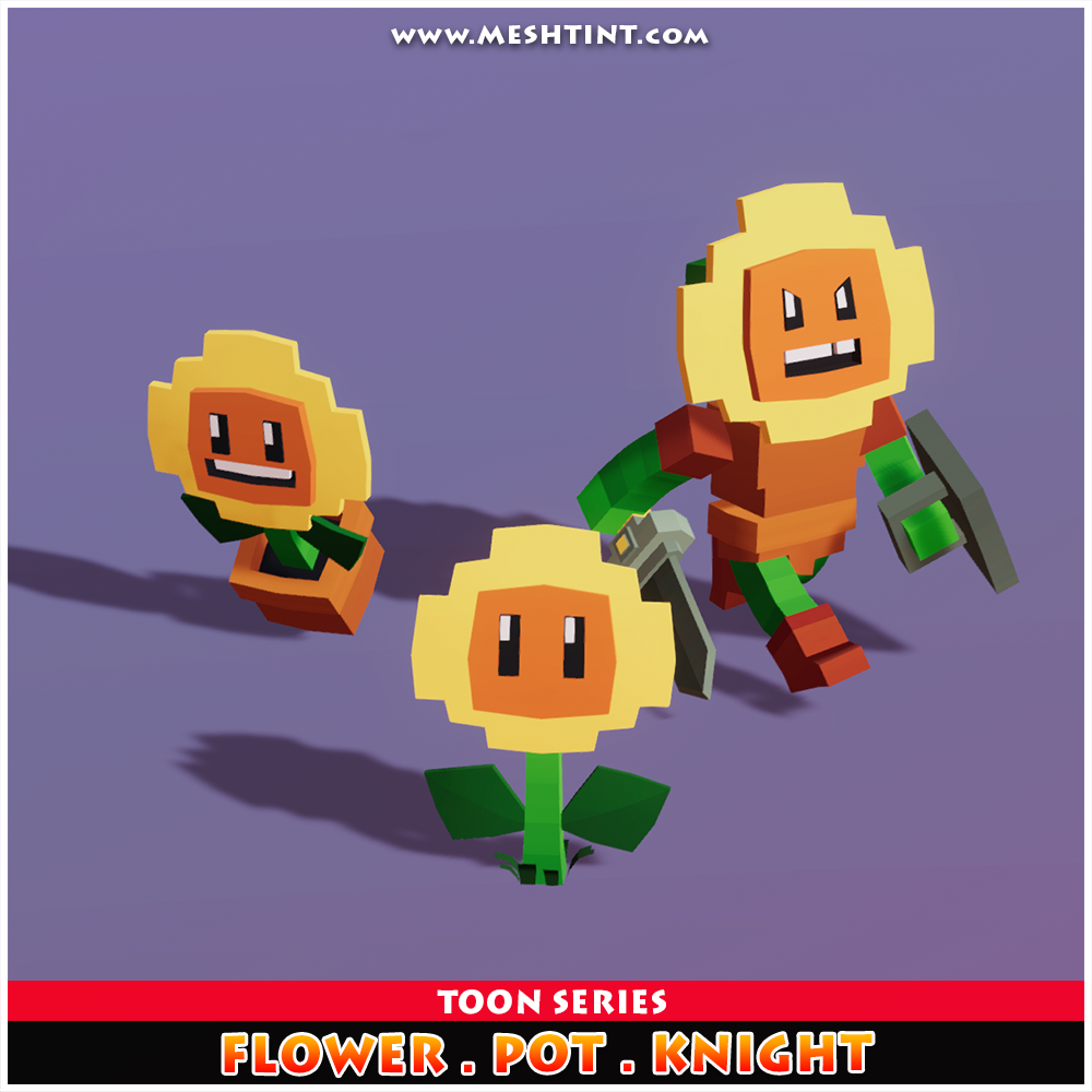 Flower Pot Knight Toon Meshtint 3d model unity low poly game fantasy monster evolution Pokemon