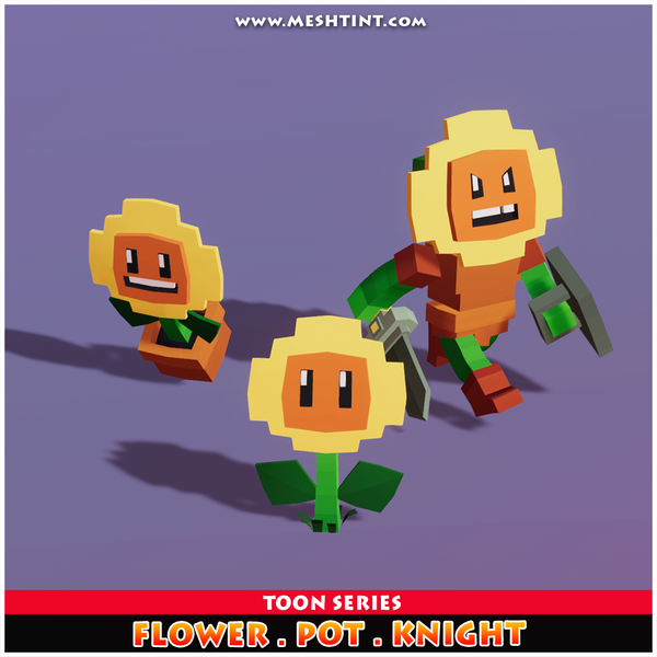 Flower Pot Knight Toon Meshtint 3d model unity low poly game fantasy monster evolution Pokemon