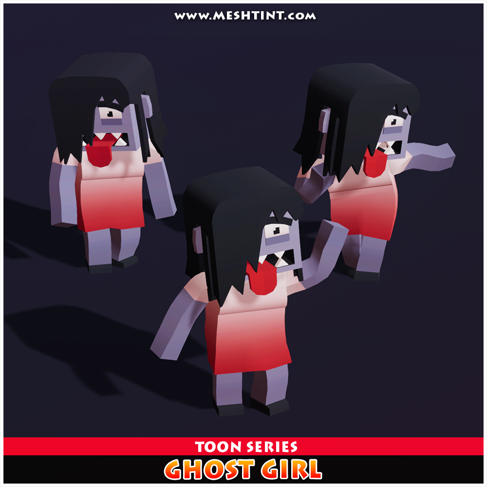 Ghost Girl Toon Humanoid Mecanim Meshtint 3d model character unity low poly game Halloween Horror