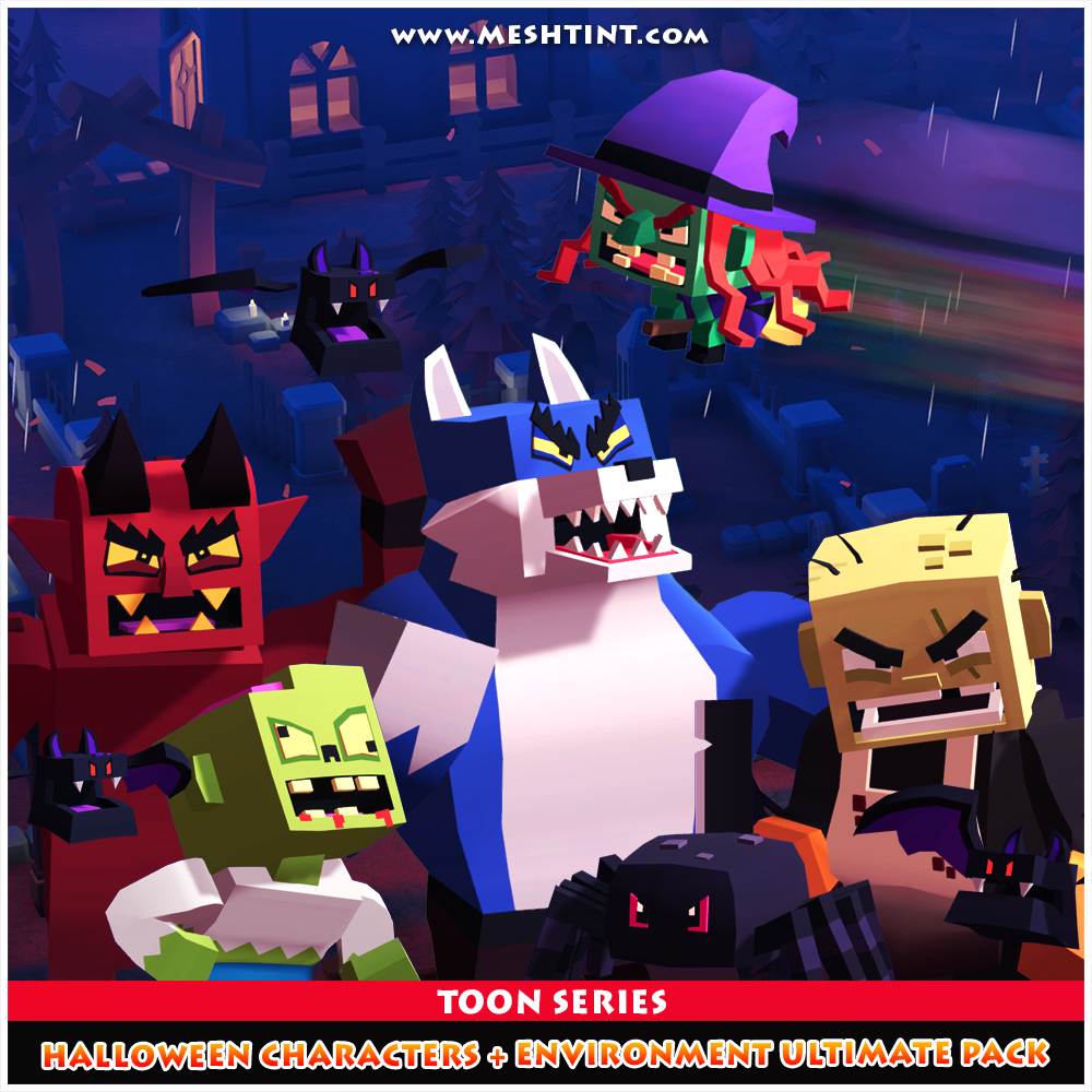 Halloween Environment Humanoid Mecanim Meshtint 3d model character unity low poly game monster 