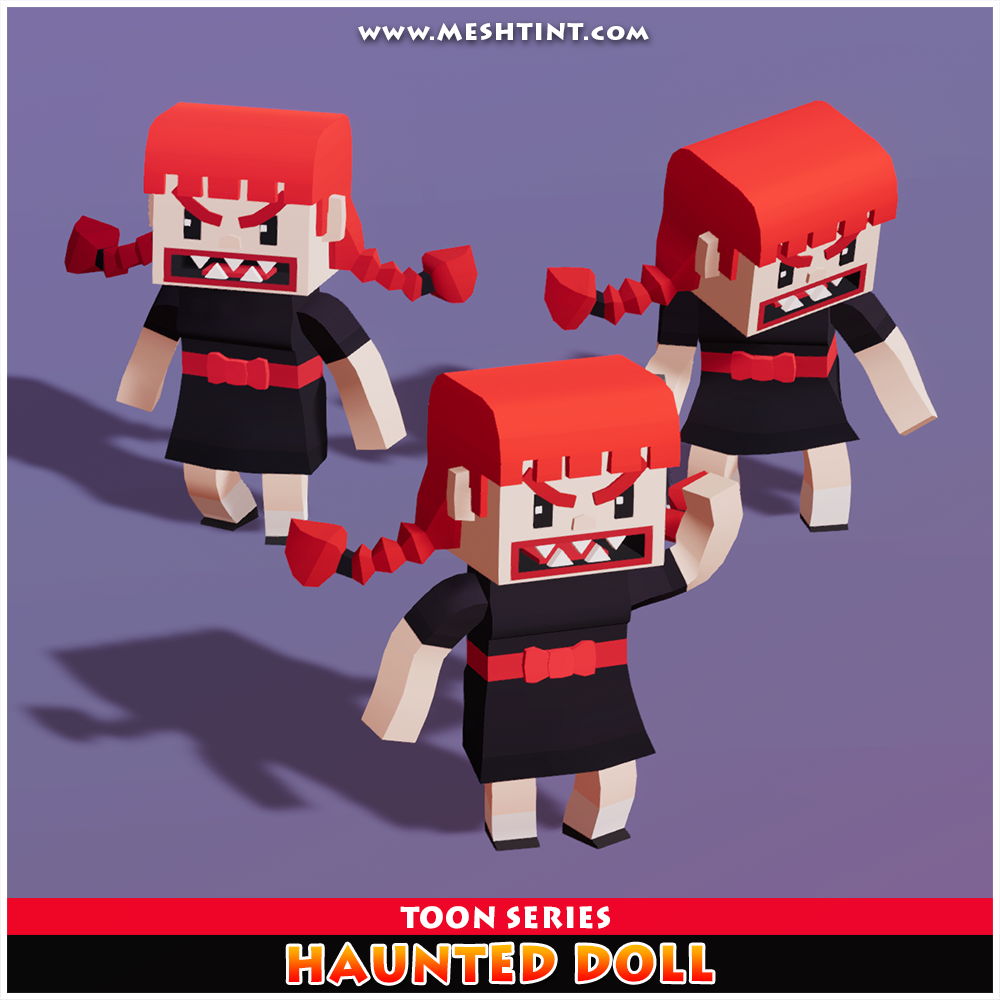 Haunted Doll Toon Humanoid Mecanim Meshtint 3d model unity low poly game halloween girl Annabelle