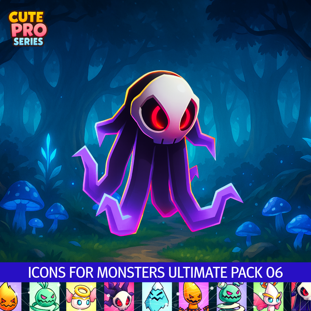 Icons For Monsters Ultimate Pack 06 Cute Series gui ui Meshtint 3d model unity low poly game