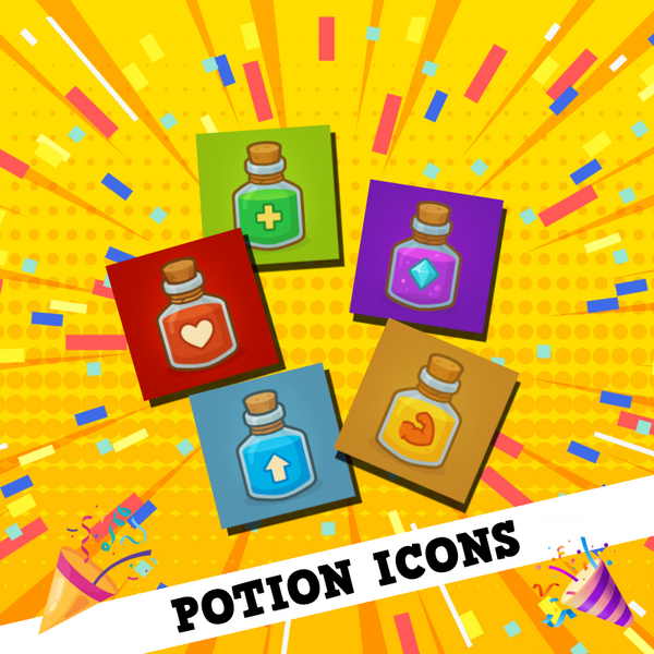 Free Potion Icons Pack Cute game-ready potion inventory UI crafting system