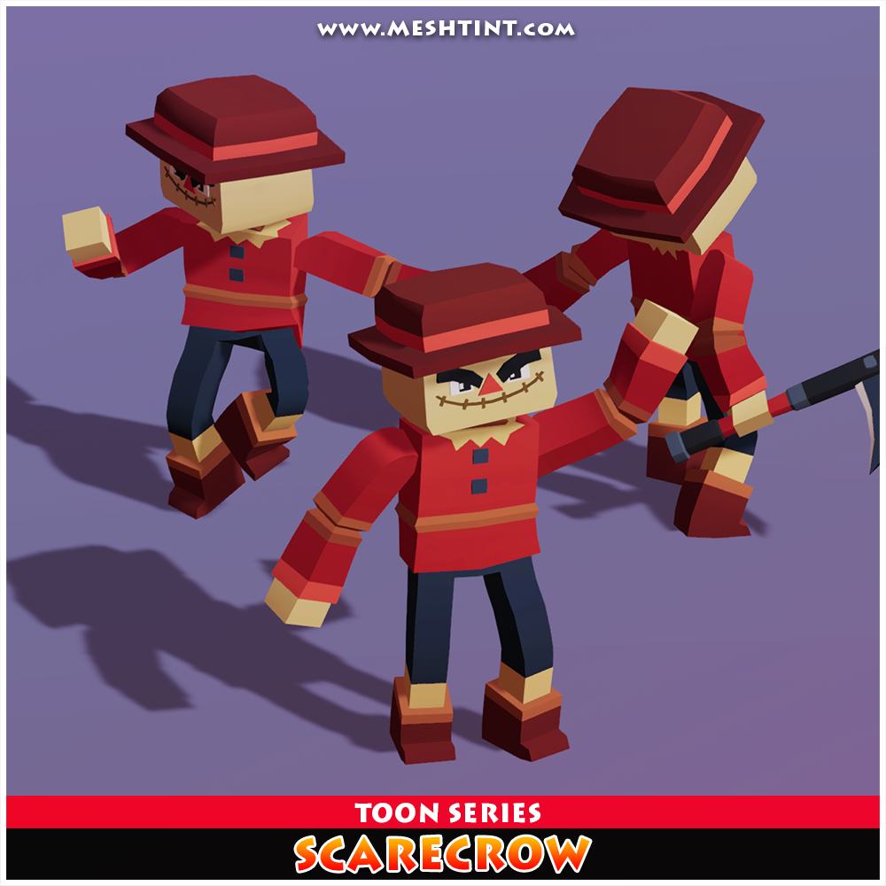 Scarecrow Toon Humanoid Mecanim Meshtint 3d model character unity low poly game halloween farm