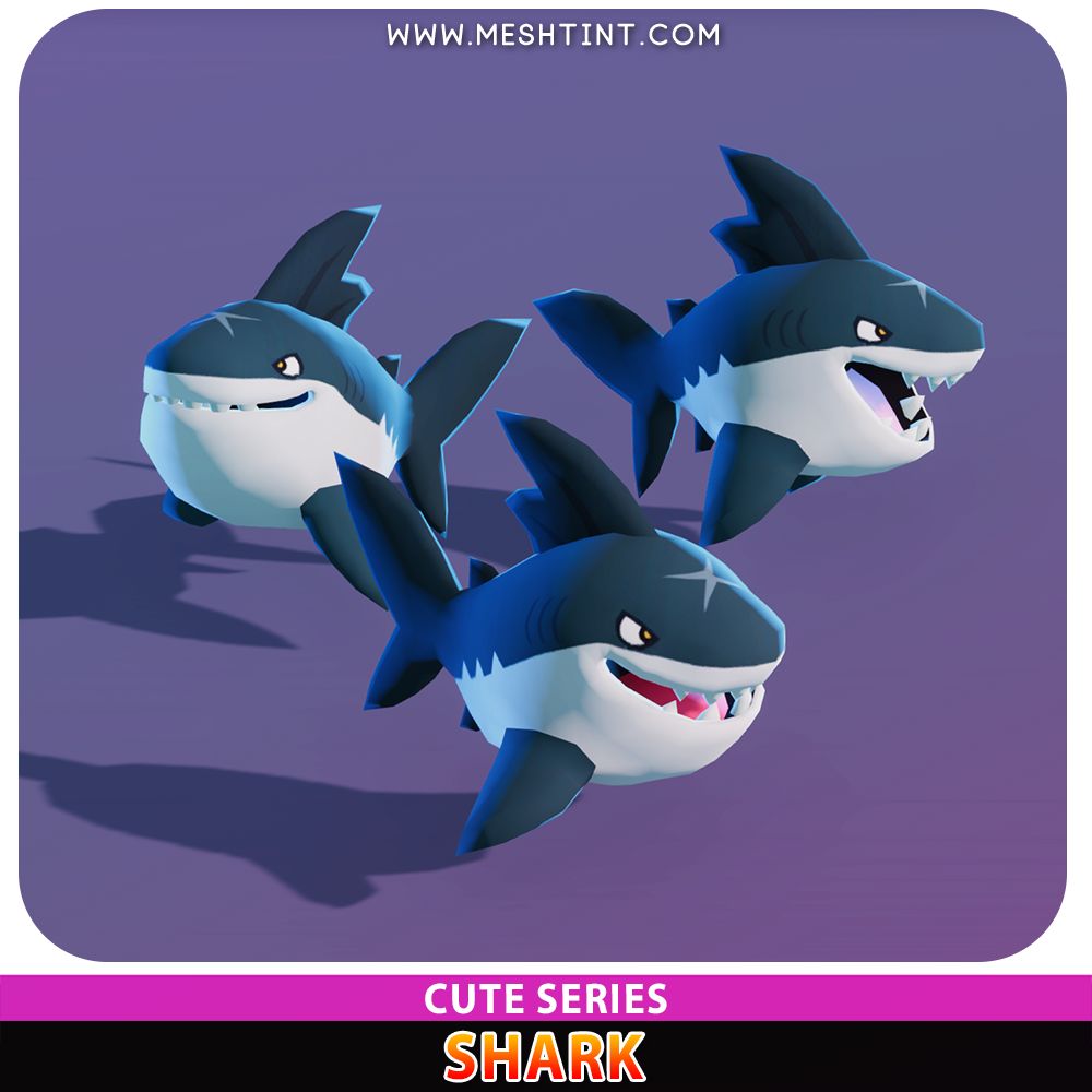 Shark Cute Meshtint 3d model unity low poly game zoo monster evolution Pokemon animal fish