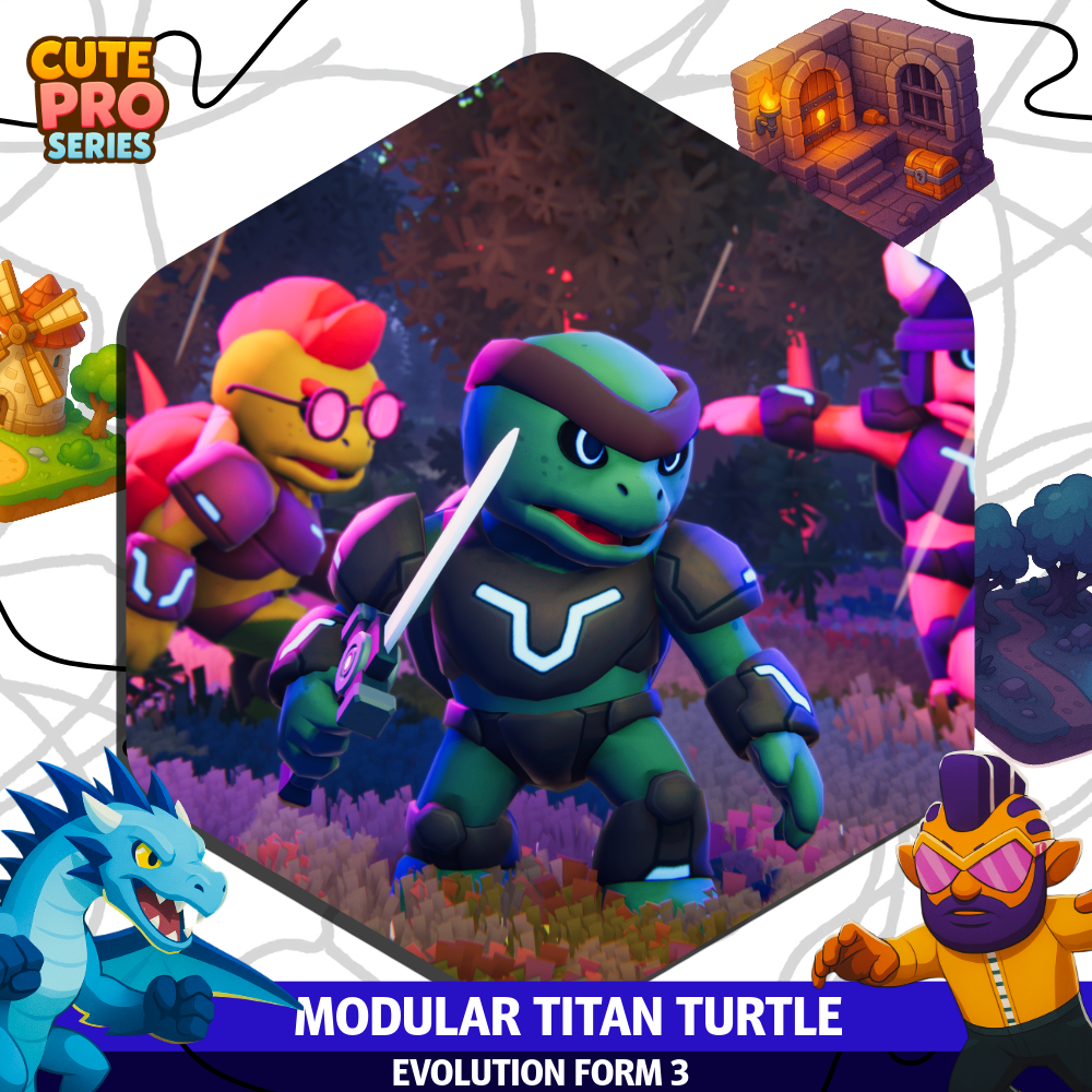 Titan Turtle Modular Cute Meshtint 3d model unity low poly game fantasy monster evolution Pokemon