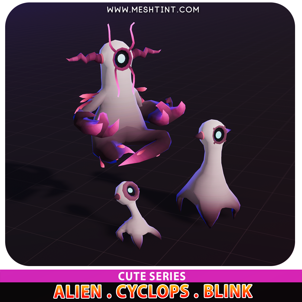 Alien Cyclops Blink Evolution Cute Meshtint 3d model unity low poly game sci fi science fiction