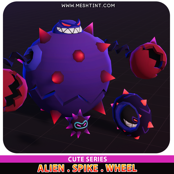 Alien Spike Wheel Wreck Cute Meshtint 3d model unity low poly game sci fi science fiction evolution