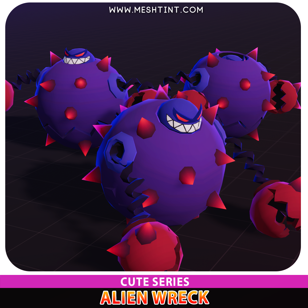 Alien Wreck Cute Meshtint 3d model unity low poly game sci fi science fiction evolution pokemon