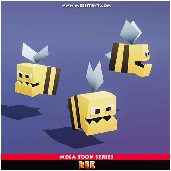 Meshtint 3d model unity low poly game fantasy creature monster evolution evolve bee farm insect