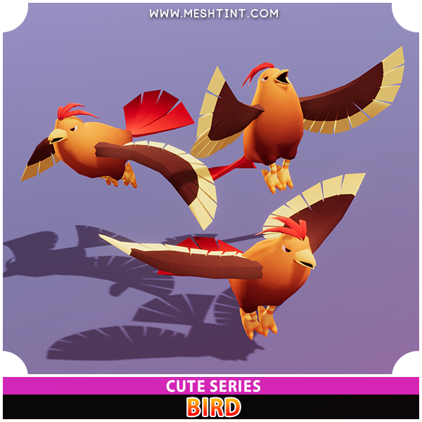 Bird Cute Series Mesh Tint Shop3DSA Unity3D Game Low Poly Download 3D Model