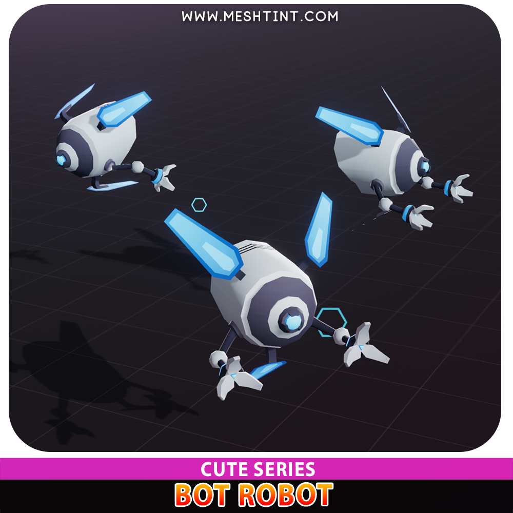 Bot Robot Cute Meshtint 3d model unity low poly game sci fi science fiction evolution NFT