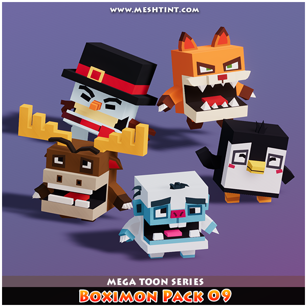 Boximon Pack 09 Mega Toon Series Mesh Tint Shop3DSA Unity3D Game Low Poly Download 3D Model