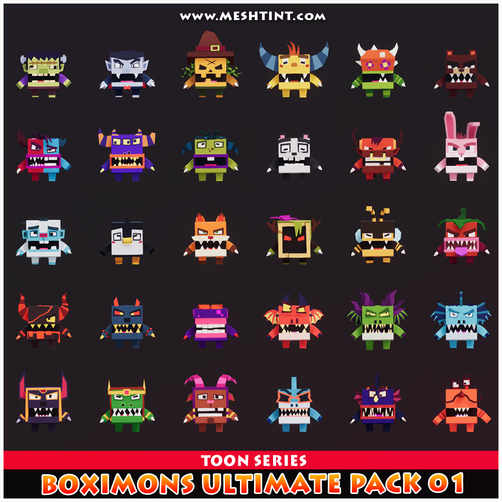 Boximon Ultimate Toon Meshtint 3d model unity low poly game fantasy monster animal Halloween