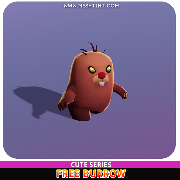 Free Burrow Cute Mole Rat Meshtint 3d model unity low poly creature monster evolution evolve Pokemon