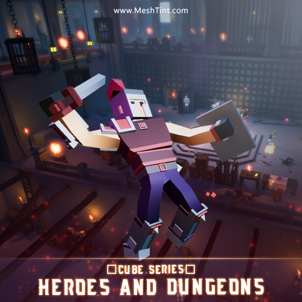 CUBE - Heroes and Dungeons Pack Mesh Tint Shop3DSA Unity3D Game Low Poly Download 3D Model