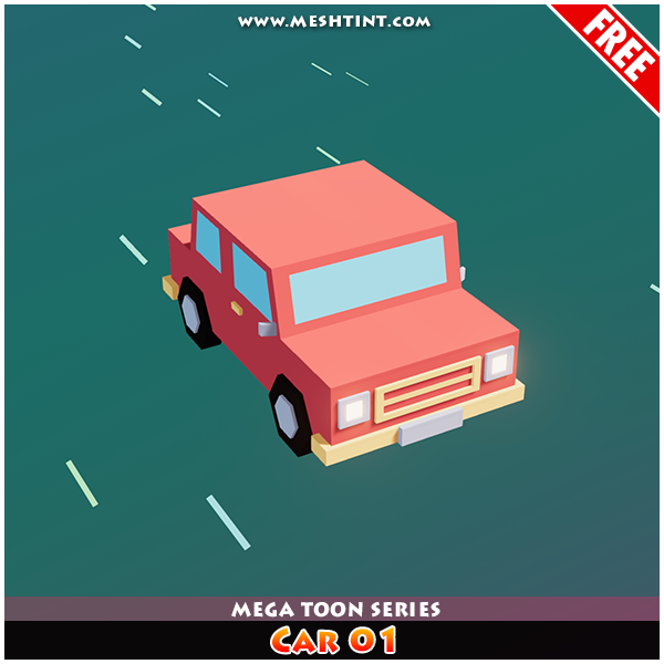 Meshtint Free Car 01 Mega Toon Series Mesh Tint Shop3DSA Unity3D Game Low Poly Download 3D Model