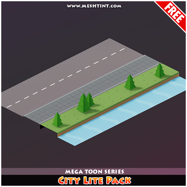 Meshtint Free City Lite Pack Mega Toon Series Mesh Tint Shop3DSA Unity3D Game Low Poly Download 3D Model