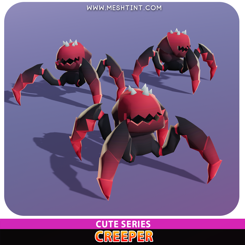 Creeper Cute spider scorpion Meshtint 3d model unity low poly game fantasy creature monster Pokemon
