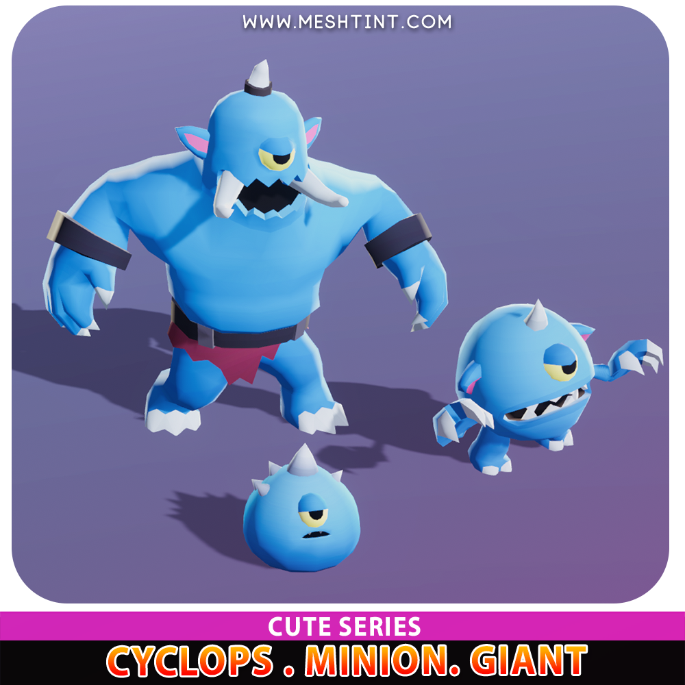 Cyclops Minion Giant Evolution Cute Meshtint 3d model unity low poly game fantasy monster evolution