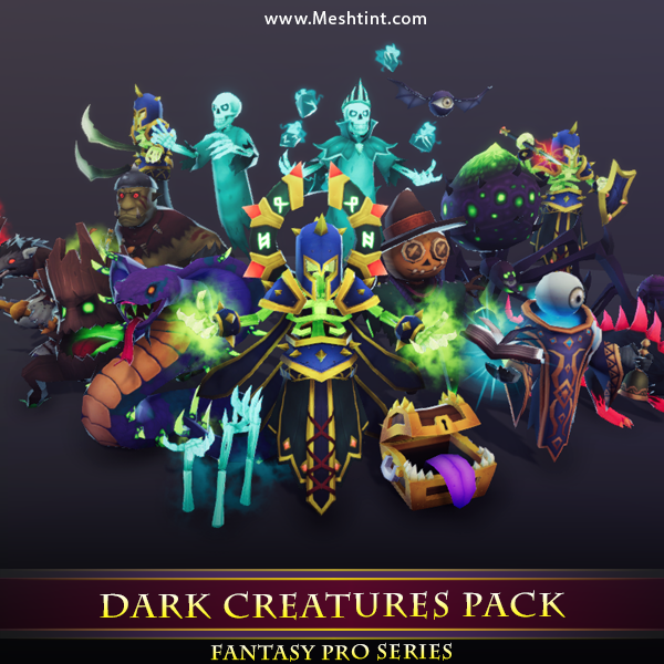 Dark Creatures Pack 1.3 Mesh Tint Shop3DSA Unity3D Game Low Poly Download 3D Model