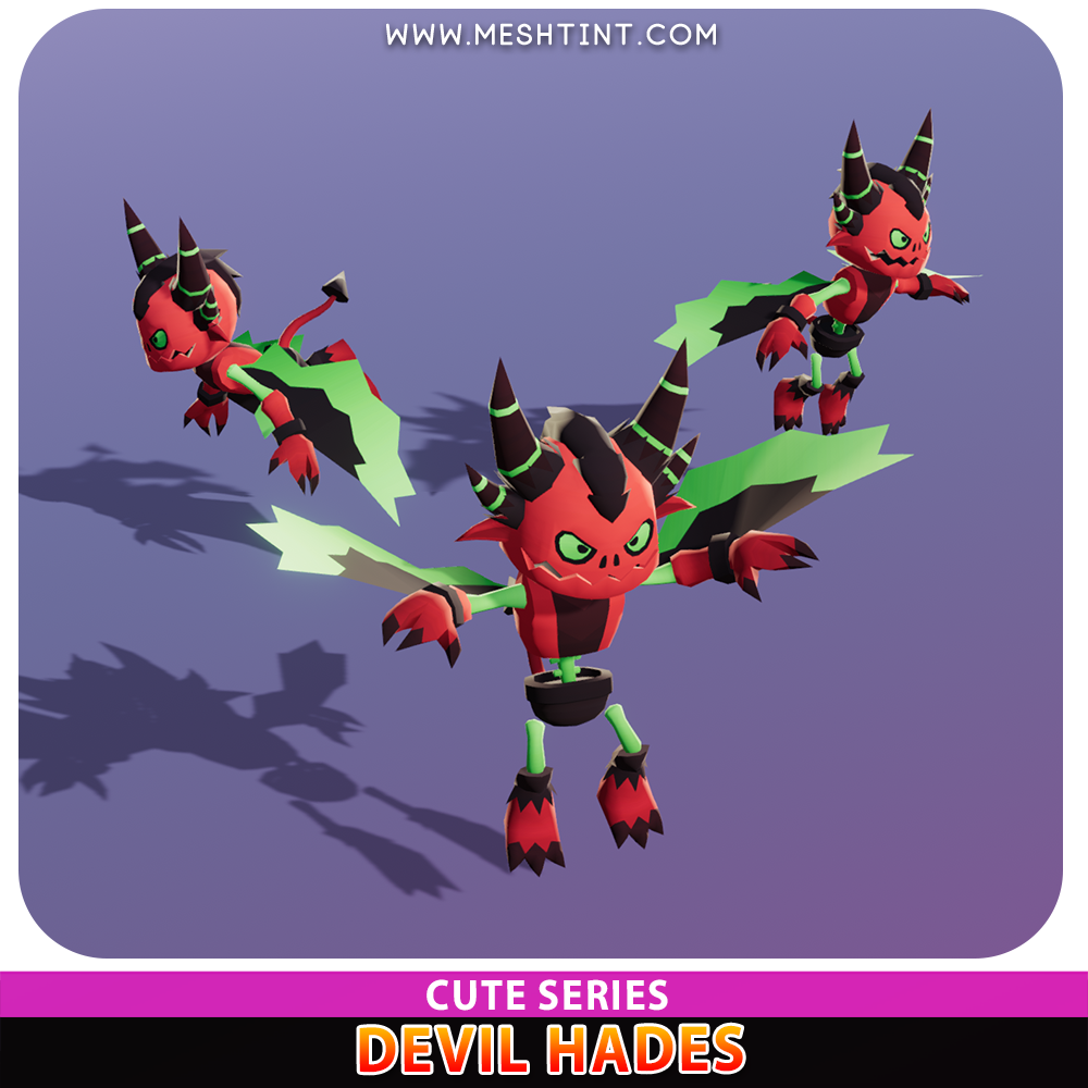 Devil Hades Cute Meshtint 3d model unity low poly game fantasy creature monster evolution Pokemon