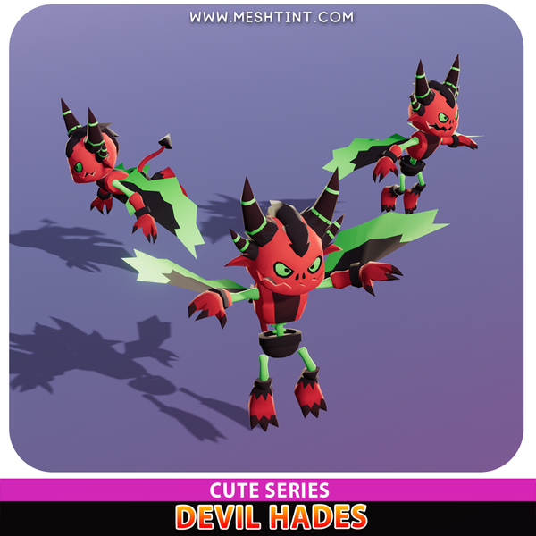 Devil Hades Cute Meshtint 3d model unity low poly game fantasy creature monster evolution Pokemon