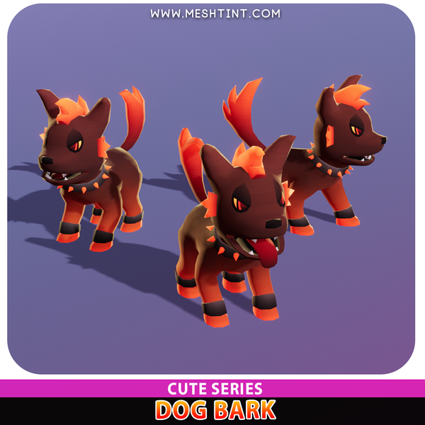 Dog Bark Cute Hell hound fire Meshtint 3d model unity low poly game sci fi evolution evolve Pokemon