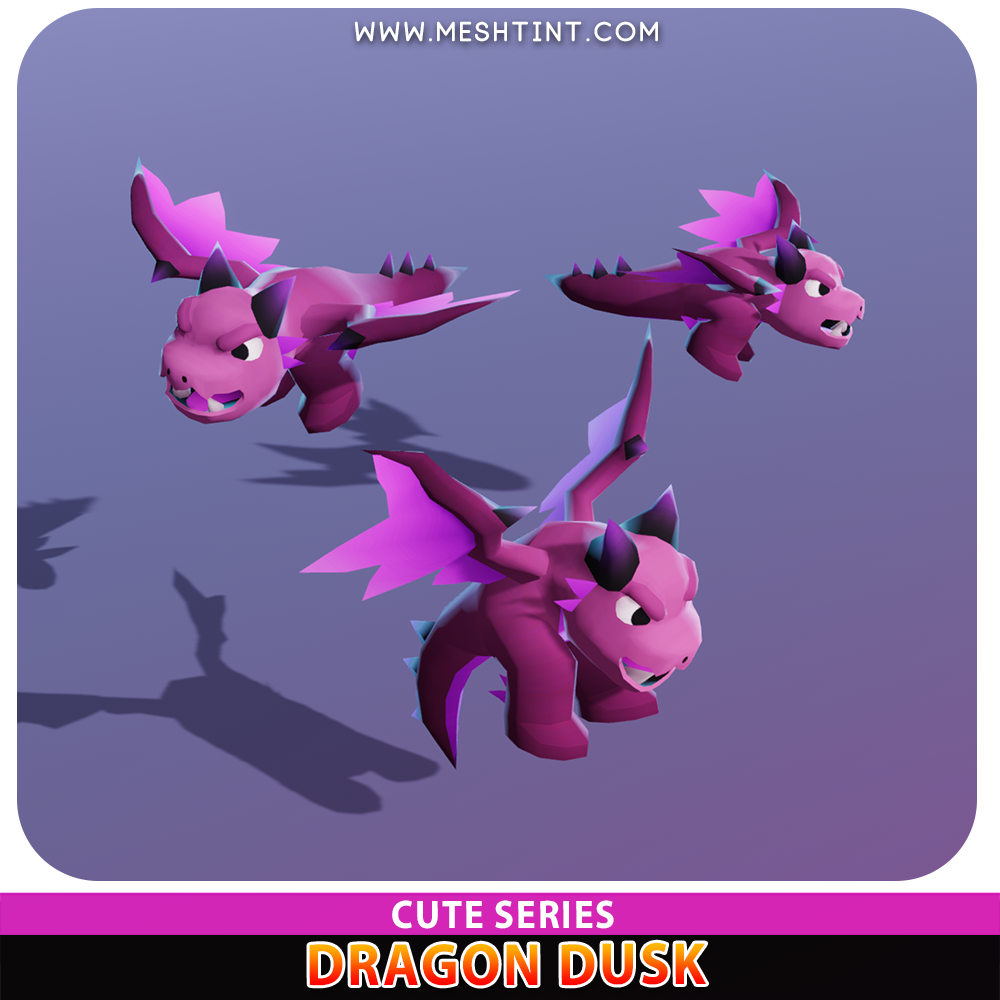 Dragon Dusk Cute Wyvern Meshtint 3d model unity low poly game fantasy creature monster evolution