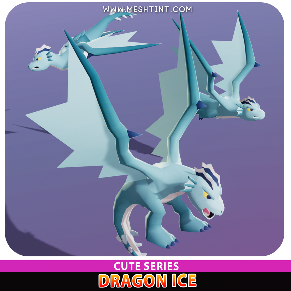 Dragon Ice Cute Meshtint 3d model unity low poly game fantasy creature monster evolution Pokemon
