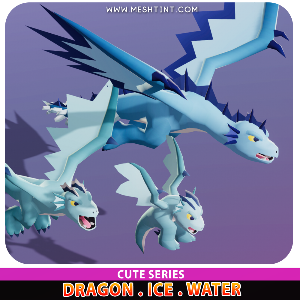 Dragon Ice Water Evolution Pack Cute Meshtint 3d model unity low poly game evolution Pokemon