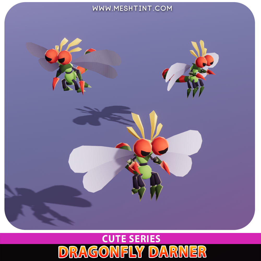 Dragonfly Darner Cute Meshtint 3d model unity low poly game fantasy bug insect evolution Pokemon