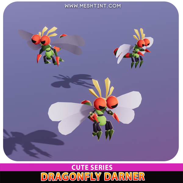Dragonfly Darner Cute Meshtint 3d model unity low poly game fantasy bug insect evolution Pokemon