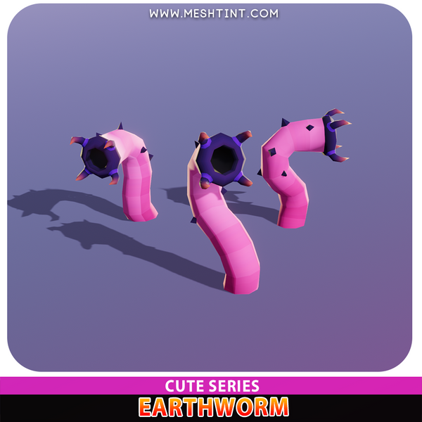 Earthworm Cute worm creep alien Meshtint 3d model unity low poly game fantasy creature monster