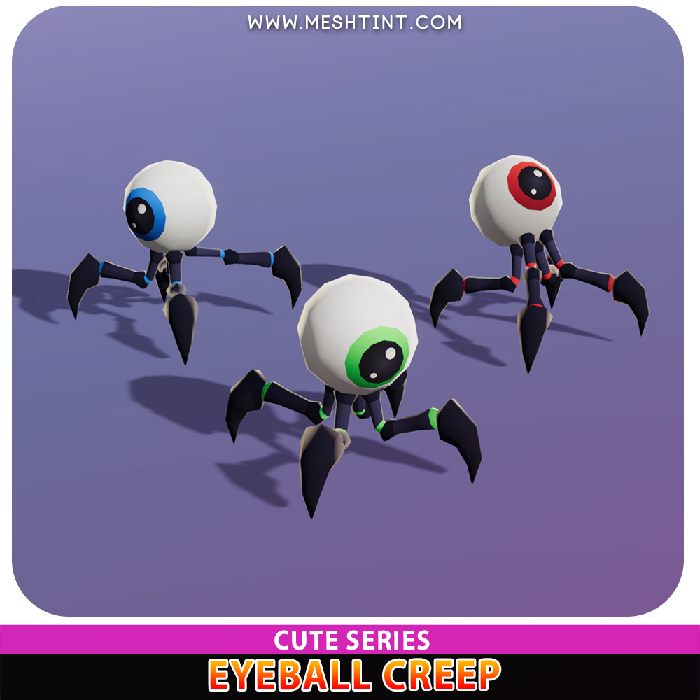 Eyeball Creep Cute Meshtint 3d model unity low poly game fantasy creature monster evolution Pokemon