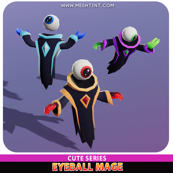 Eyeball Mage Cute Meshtint 3d model unity low poly game fantasy creature monster evolution Pokemon