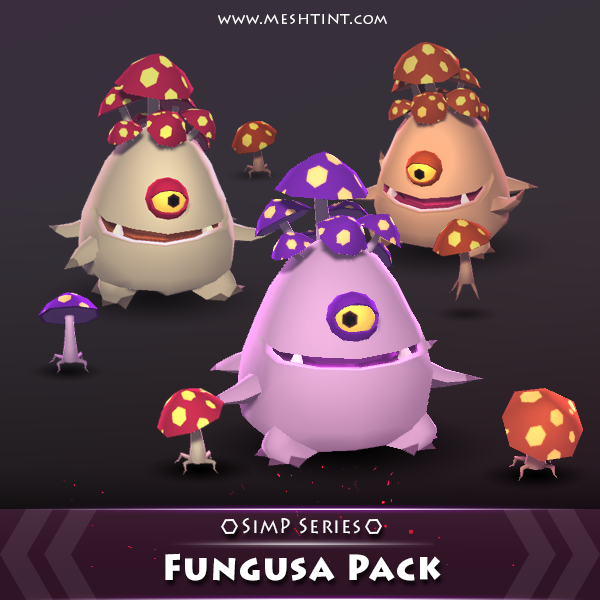 Fungusa Pack SimP Series Mesh Tint Shop3DSA Unity3D Game Low Poly Download 3D Model