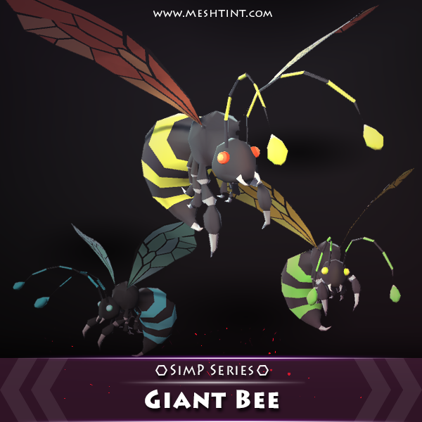 Giant Bee SimP Series Mesh Tint Shop3DSA Unity3D Game Low Poly Download 3D Model