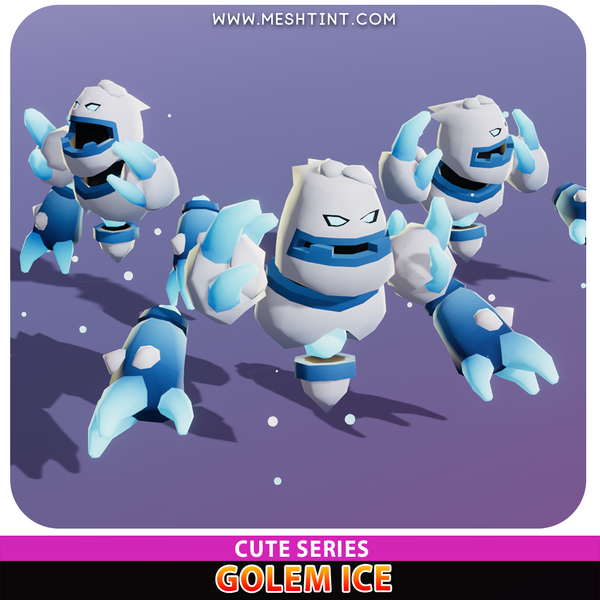 Golem Ice Cute elemental Meshtint 3d model unity low poly game fantasy creature monster evolution