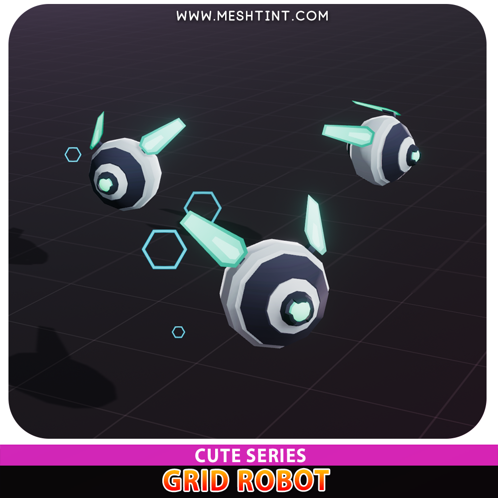 Grid Robot Cute Meshtint 3d model unity low poly game sci fi science fiction evolution NFT