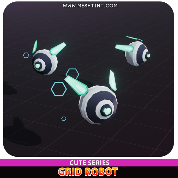 Grid Robot Cute Meshtint 3d model unity low poly game sci fi science fiction evolution NFT