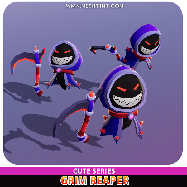 Grim Reaper Cute Ghost Meshtint 3d model unity low poly game fantasy creature monster evolution