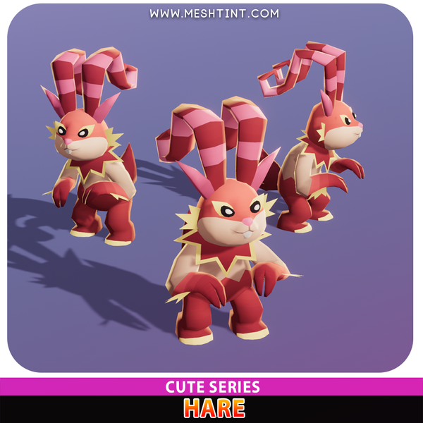 Hare Cute rabbit bunny Meshtint 3d model unity low poly game fantasy creature monster Pokemon