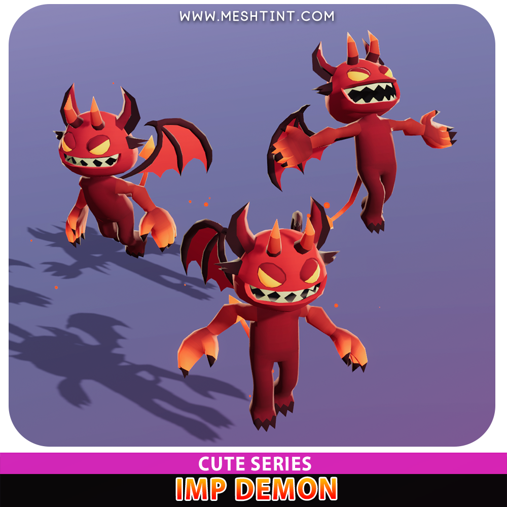 Imp Demon Cute Meshtint 3d model unity low poly game fantasy hell diablo evolution Pokemon