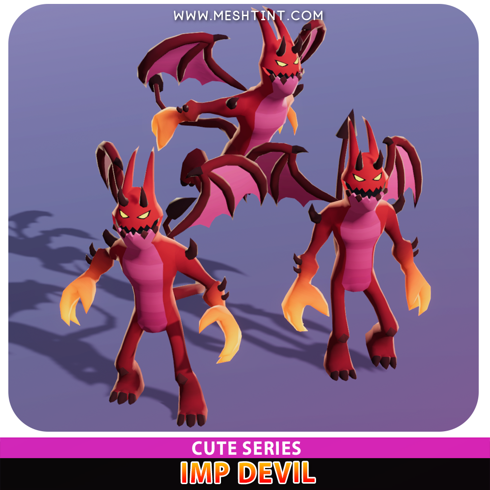 Imp Devil Cute Meshtint 3d model unity low poly game fantasy Pokemon halloween diablo