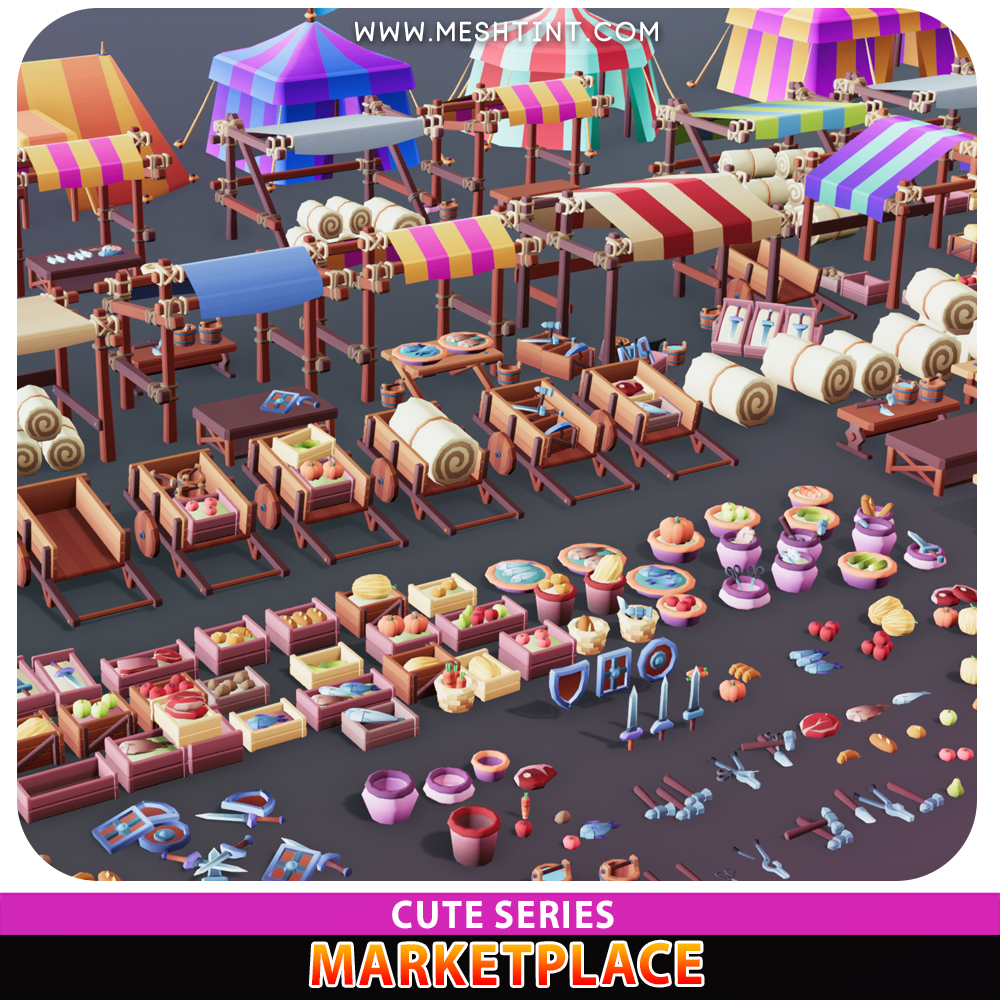 Marketplace Cute modular environment Meshtint 3d model unity low poly game fantasy
