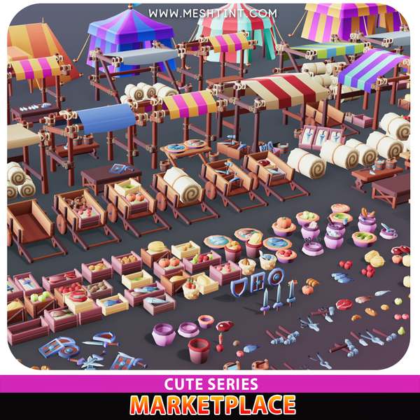 Marketplace Cute modular environment Meshtint 3d model unity low poly game fantasy 