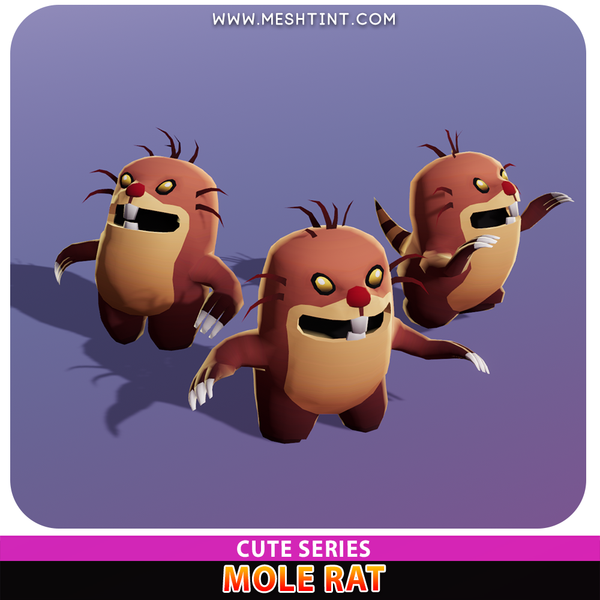 Burrow Mole Rat Cute Meshtint 3d model unity low poly game fantasy creature evolution Pokemon